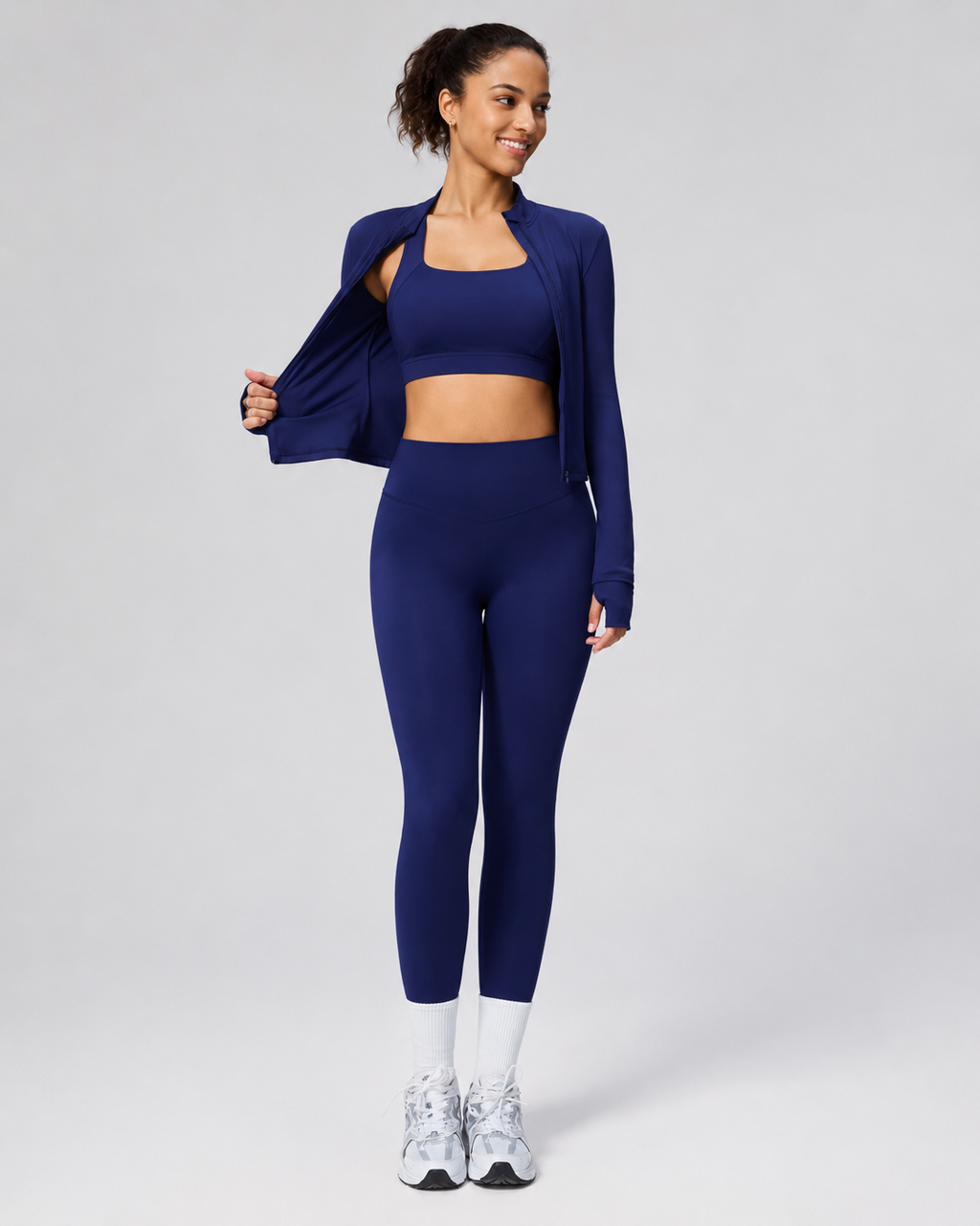 HGR Midnight Navy Sculpt Zip Jacket & Legging Activewear Set