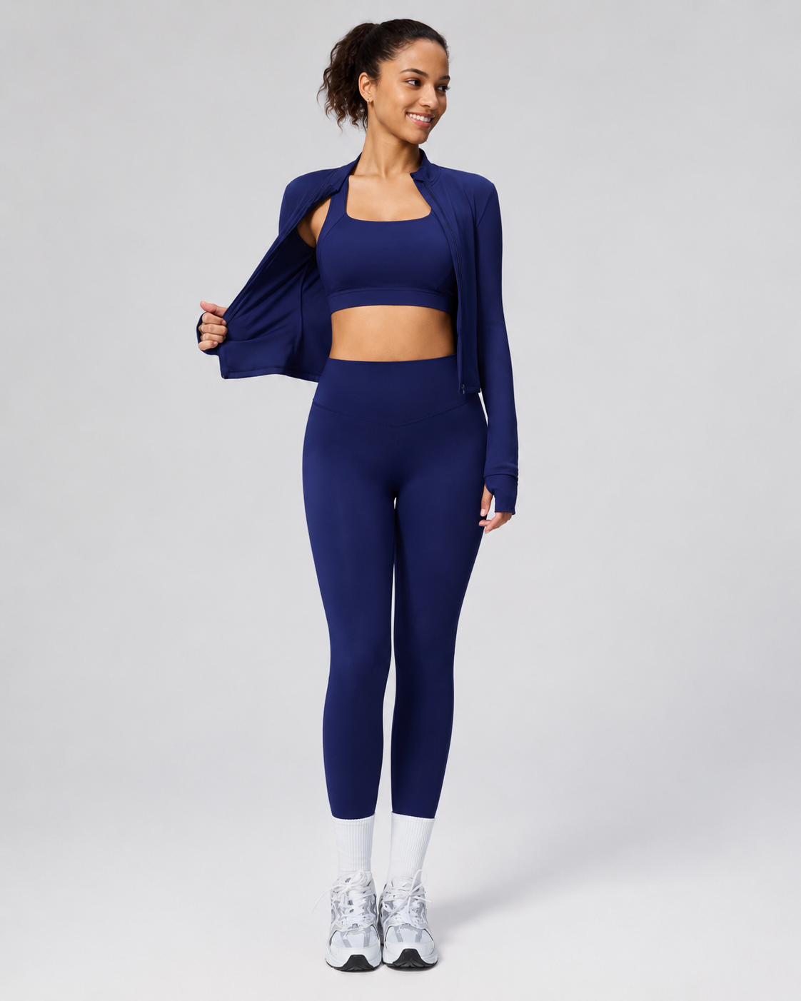 HGR Midnight Navy Sculpt Zip Jacket & Legging Activewear Set